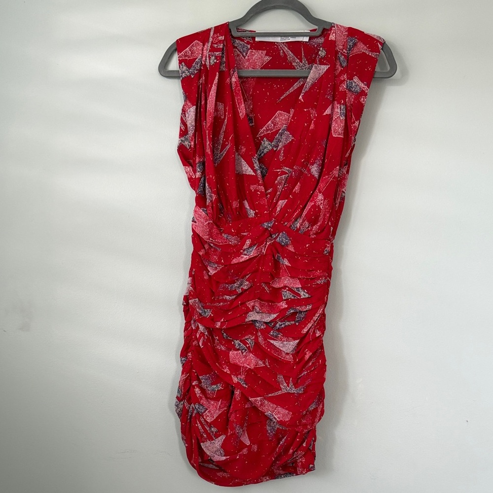 IRO Red and Gray Abstract Mini Dress
